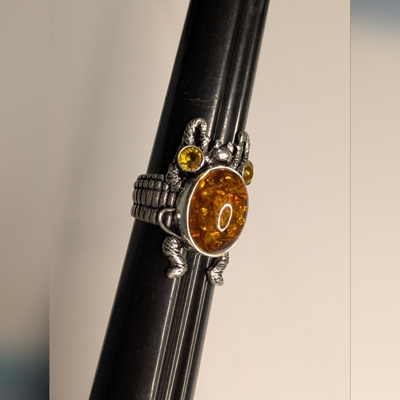 Handcrafted Boho Amber Beetle Statement Ring (8) - Picture 5 of 14